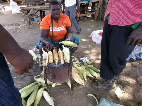 Roasted maize for sale at the roadside market
