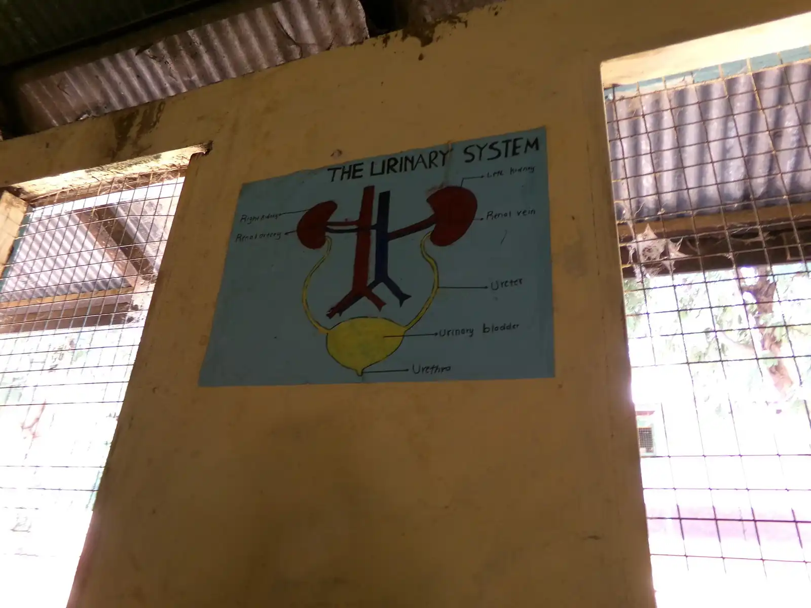 A hand-painted teaching poster on the classroom wall